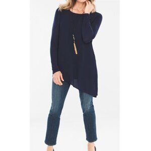 CHICO’S Navy Blue Knit Woven Tunic Size M (Chico’s Size 1)